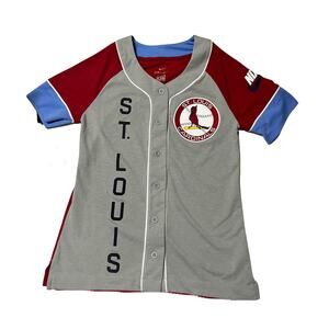 NWT Cooperstown Nike St Louis Cardinal's  S/S Button-Down Dri-Fit Loose Fit